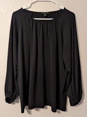 Banana Republic Black Long Sleeve Drapey Relaxed Fit Work Blouse, Size L